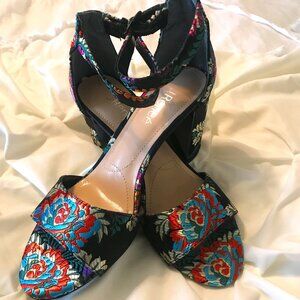 Black Embellished Block Heels by J. Renee